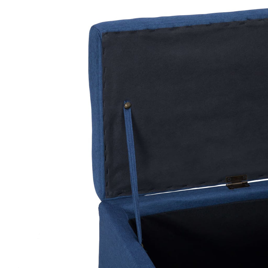 Bankje met opbergvak 116 cm polyester blauw Blauw