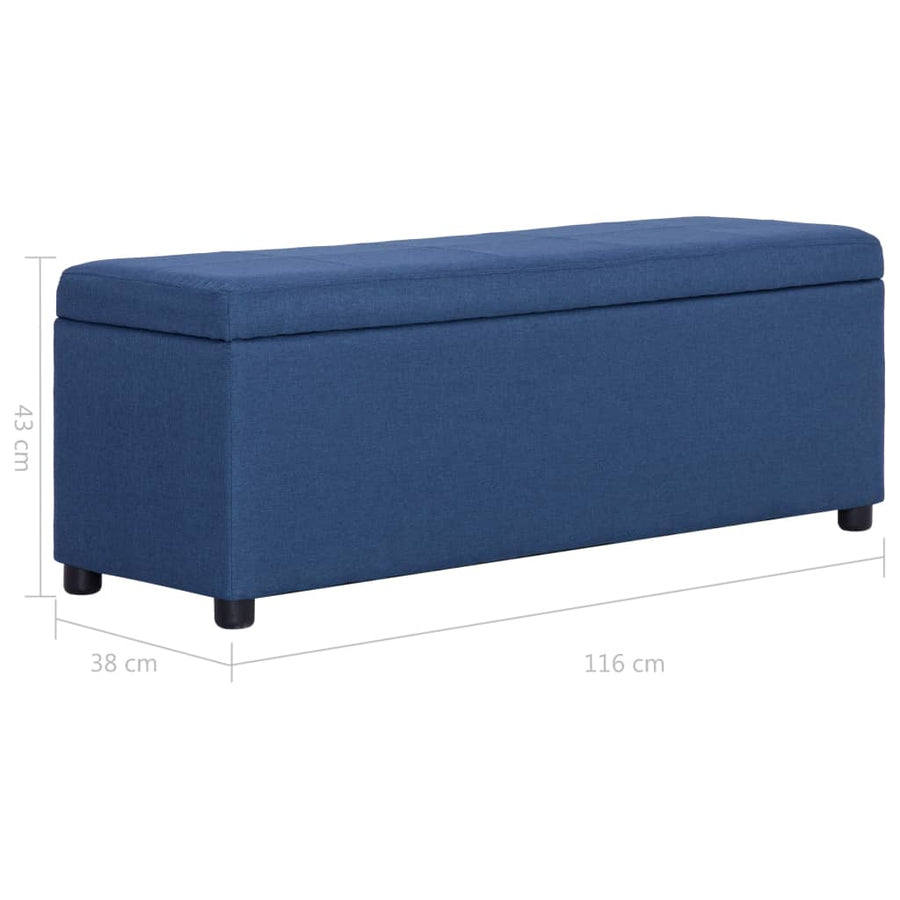Bankje met opbergvak 116 cm polyester blauw Blauw