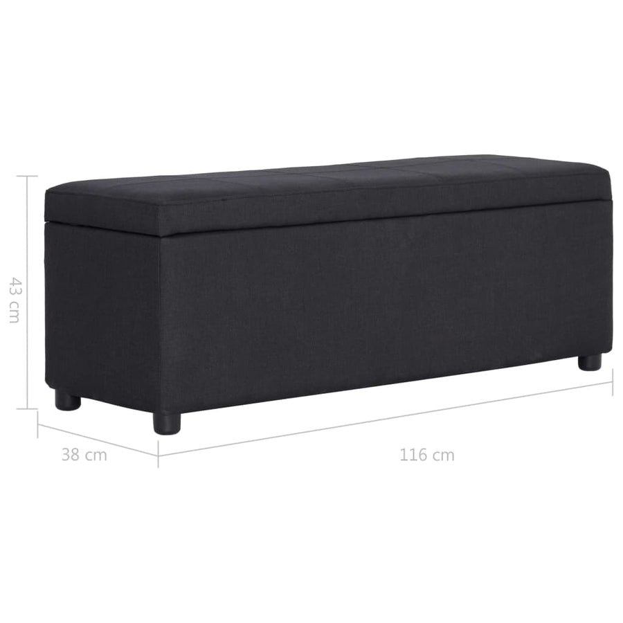Bankje Met Opbergvak 116 Cm Polyester Zwart