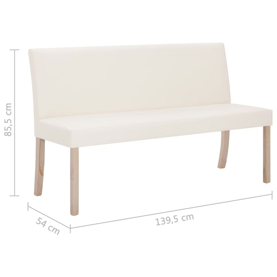 Bankje 139,5 Cm Kunstleer Crème