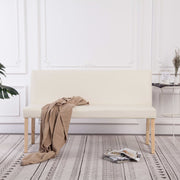 Bankje 139,5 cm kunstleer crème massief grenenhout