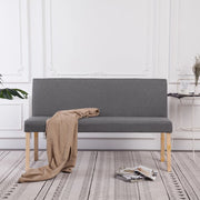 Bankje 139,5 cm polyester lichtgrijs massief grenenhout