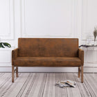 Bankje 140 cm kunstsuède bruin