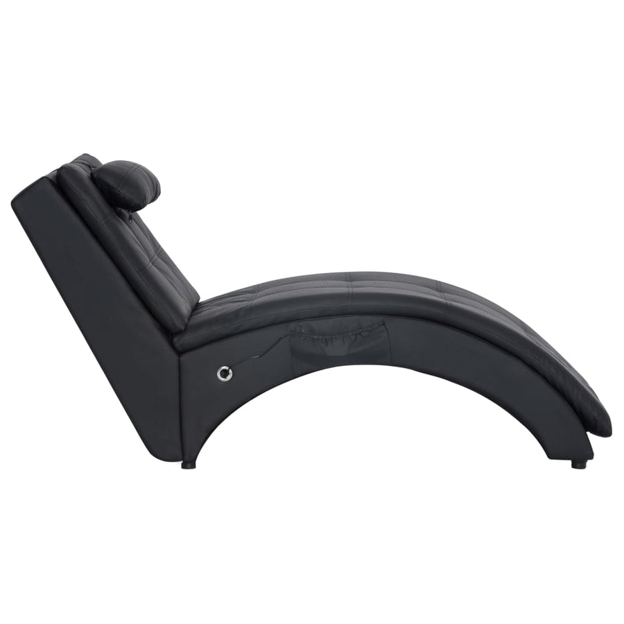 Massage Chaise Longue Met Kussen Kunstleer Zwart