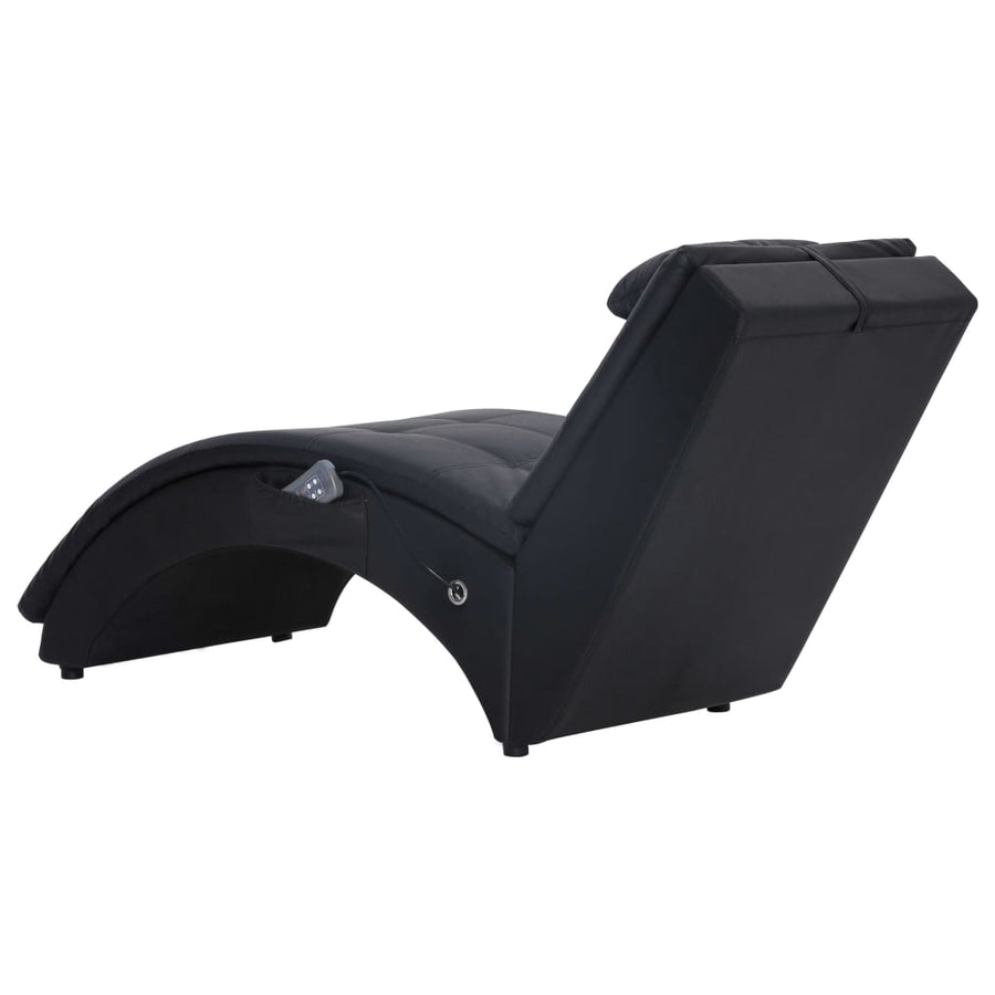 Massage Chaise Longue Met Kussen Kunstleer Zwart