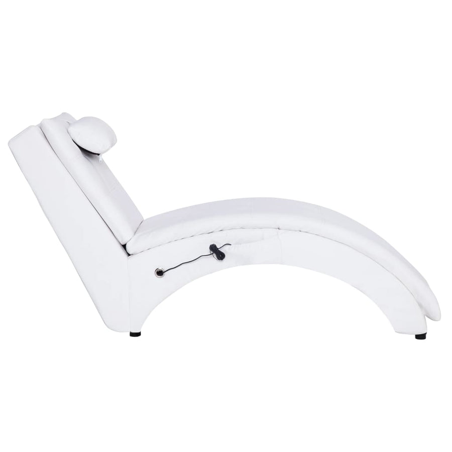 Massage Chaise Longue Met Kussen Kunstleer Wit