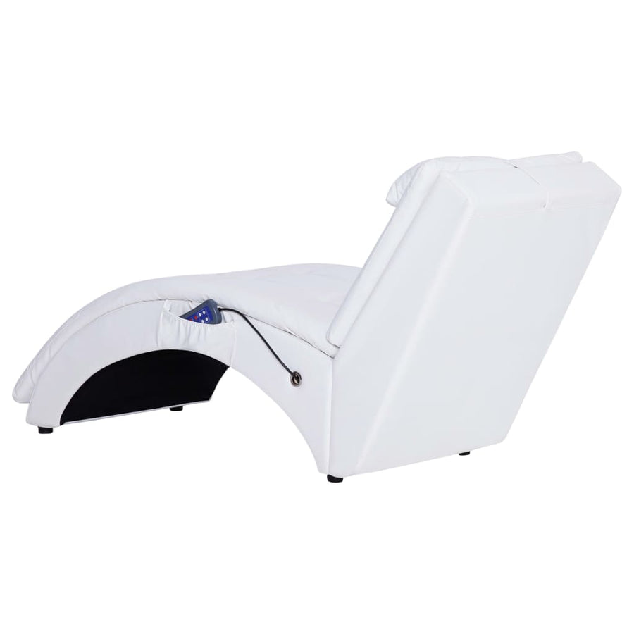 Massage Chaise Longue Met Kussen Kunstleer Wit