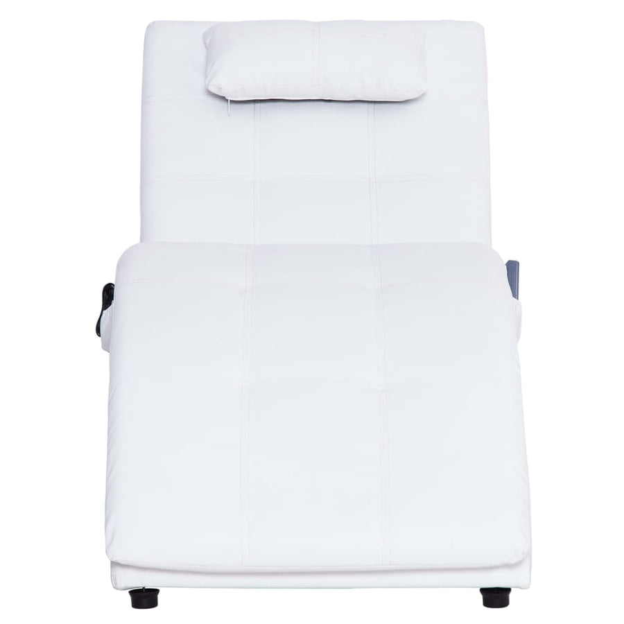 Massage Chaise Longue Met Kussen Kunstleer Wit