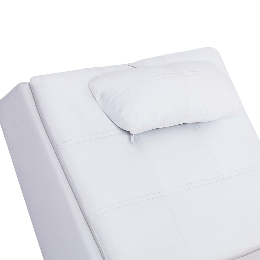 Massage Chaise Longue Met Kussen Kunstleer Wit