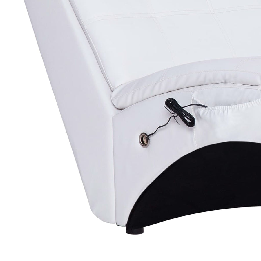 Massage Chaise Longue Met Kussen Kunstleer Wit