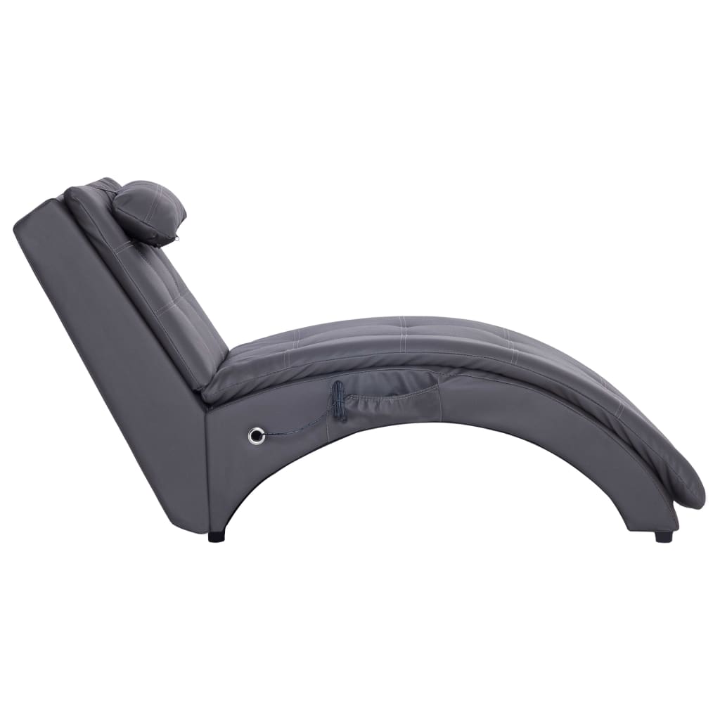 Massage Chaise Longue Met Kussen Kunstleer Grijs