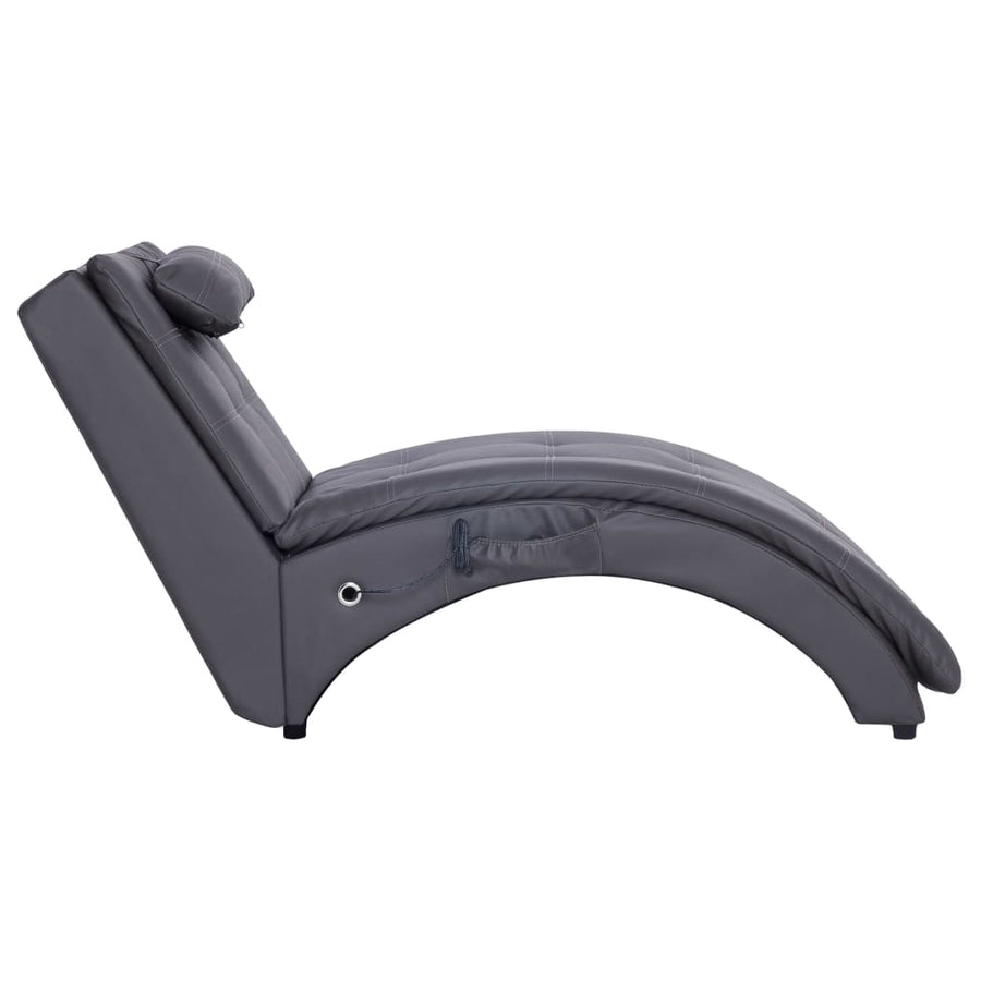 Massage Chaise Longue Met Kussen Kunstleer Grijs