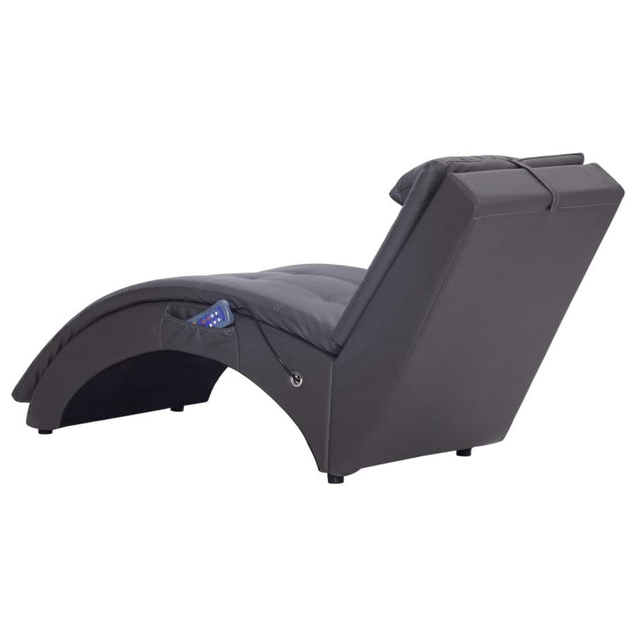 Massage Chaise Longue Met Kussen Kunstleer Grijs