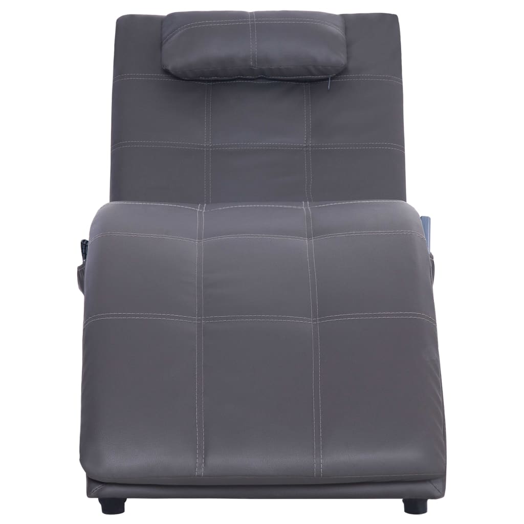 Massage Chaise Longue Met Kussen Kunstleer Grijs