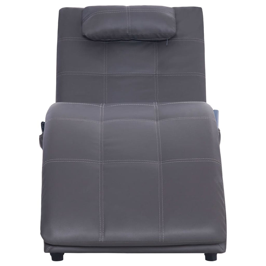 Massage Chaise Longue Met Kussen Kunstleer Grijs