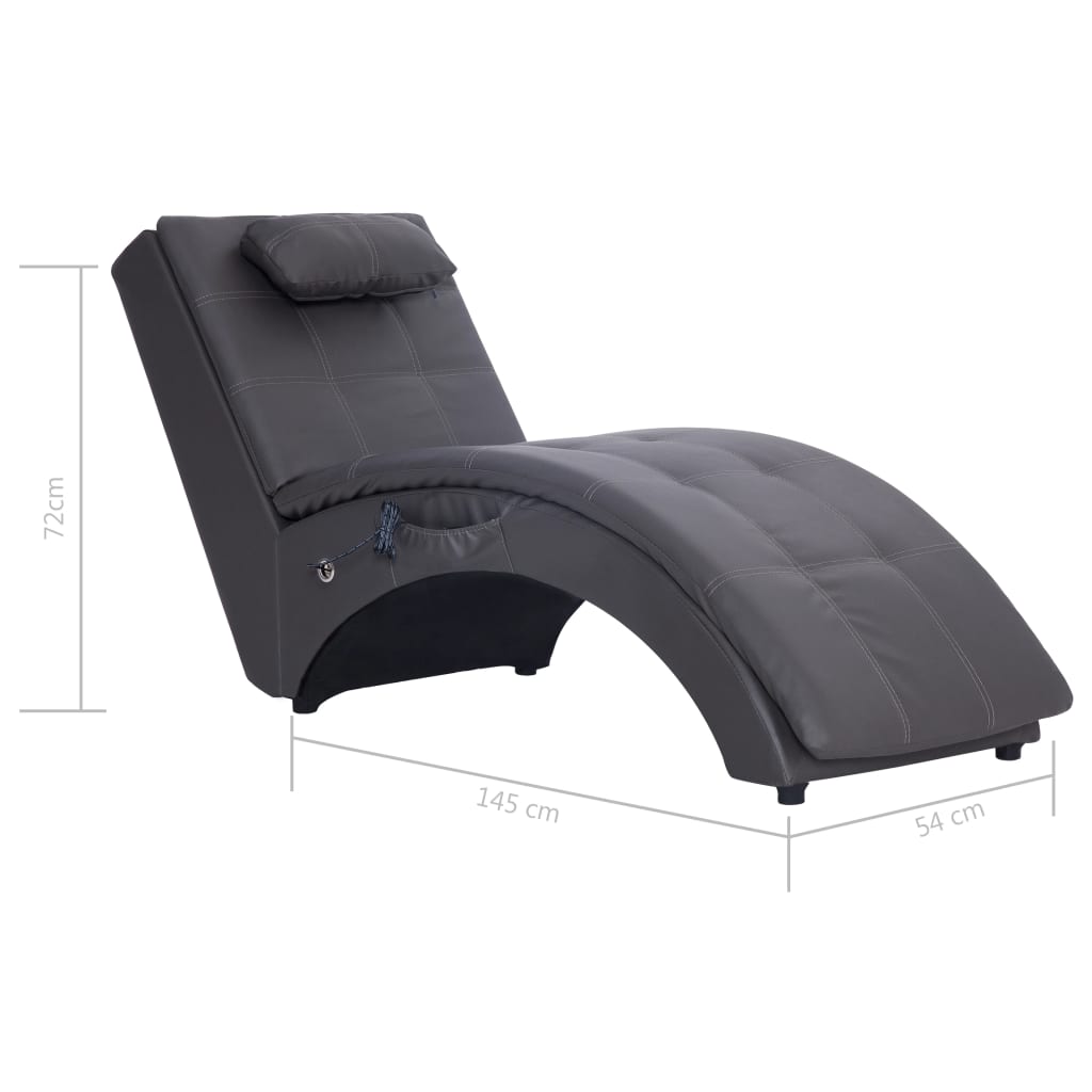 Massage Chaise Longue Met Kussen Kunstleer Grijs