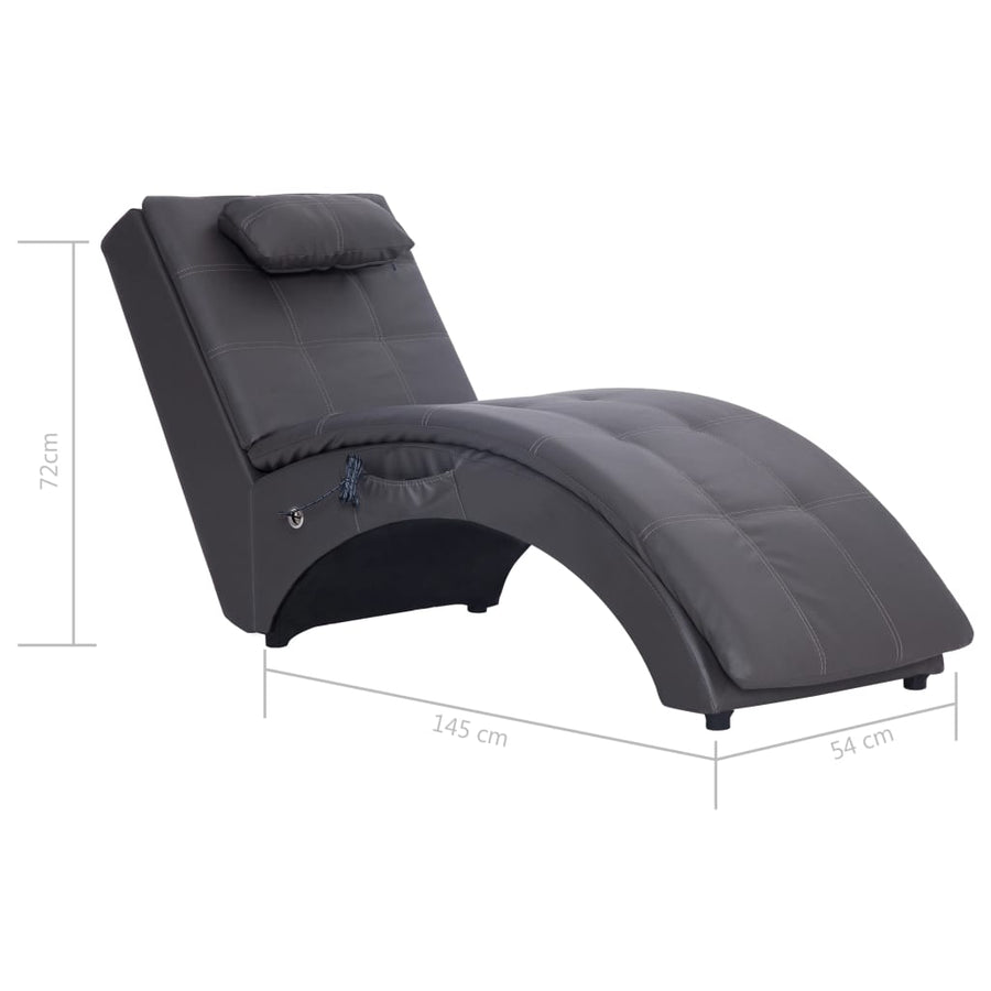 Massage Chaise Longue Met Kussen Kunstleer Grijs
