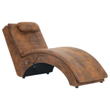 Massage Chaise Longue Met Kussen Kunstsuède Bruin