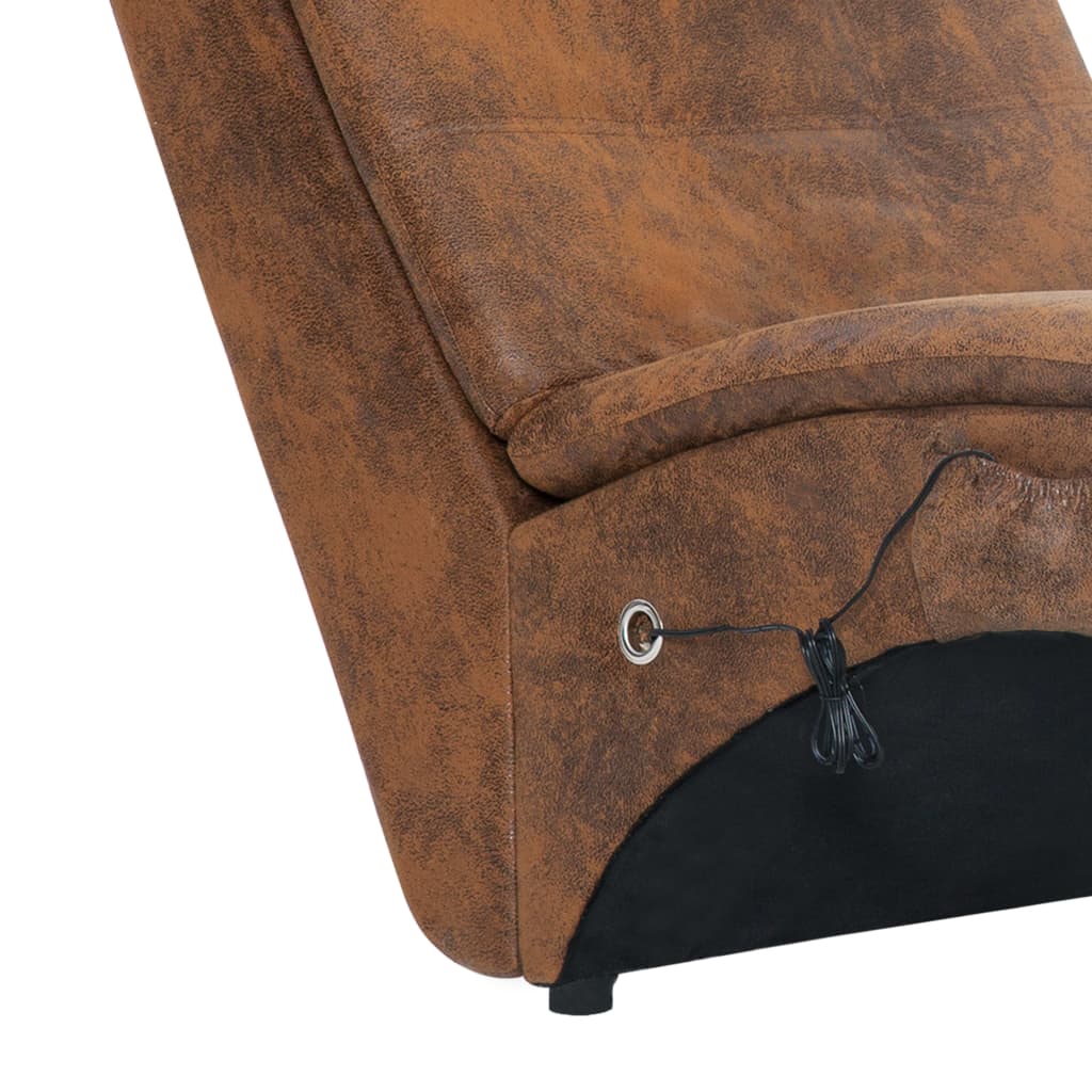 Massage Chaise Longue Met Kussen Kunstsuède Bruin