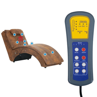 Massage Chaise Longue Met Kussen Kunstsuède Bruin