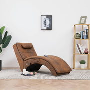 Massage chaise longue 142x55x73 cm kunstsuède bruin
