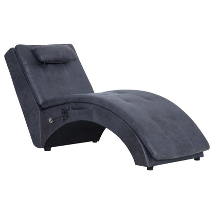 Massage Chaise Longue Met Kussen Kunstsuède Grijs