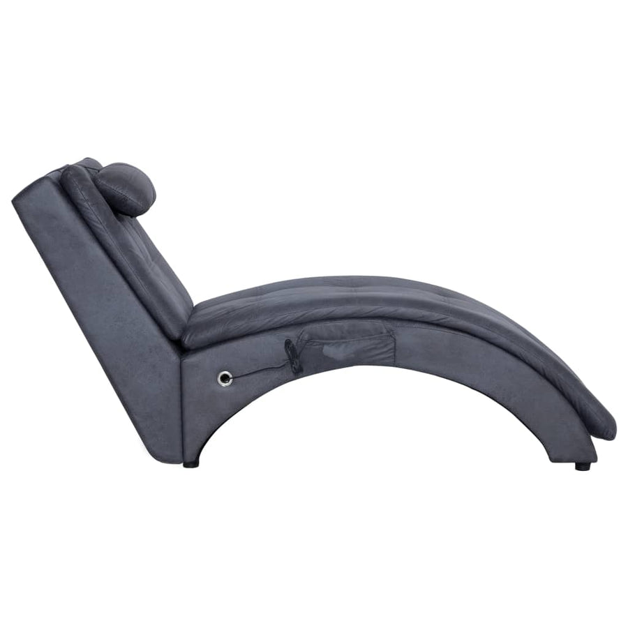 Massage Chaise Longue Met Kussen Kunstsuède Grijs
