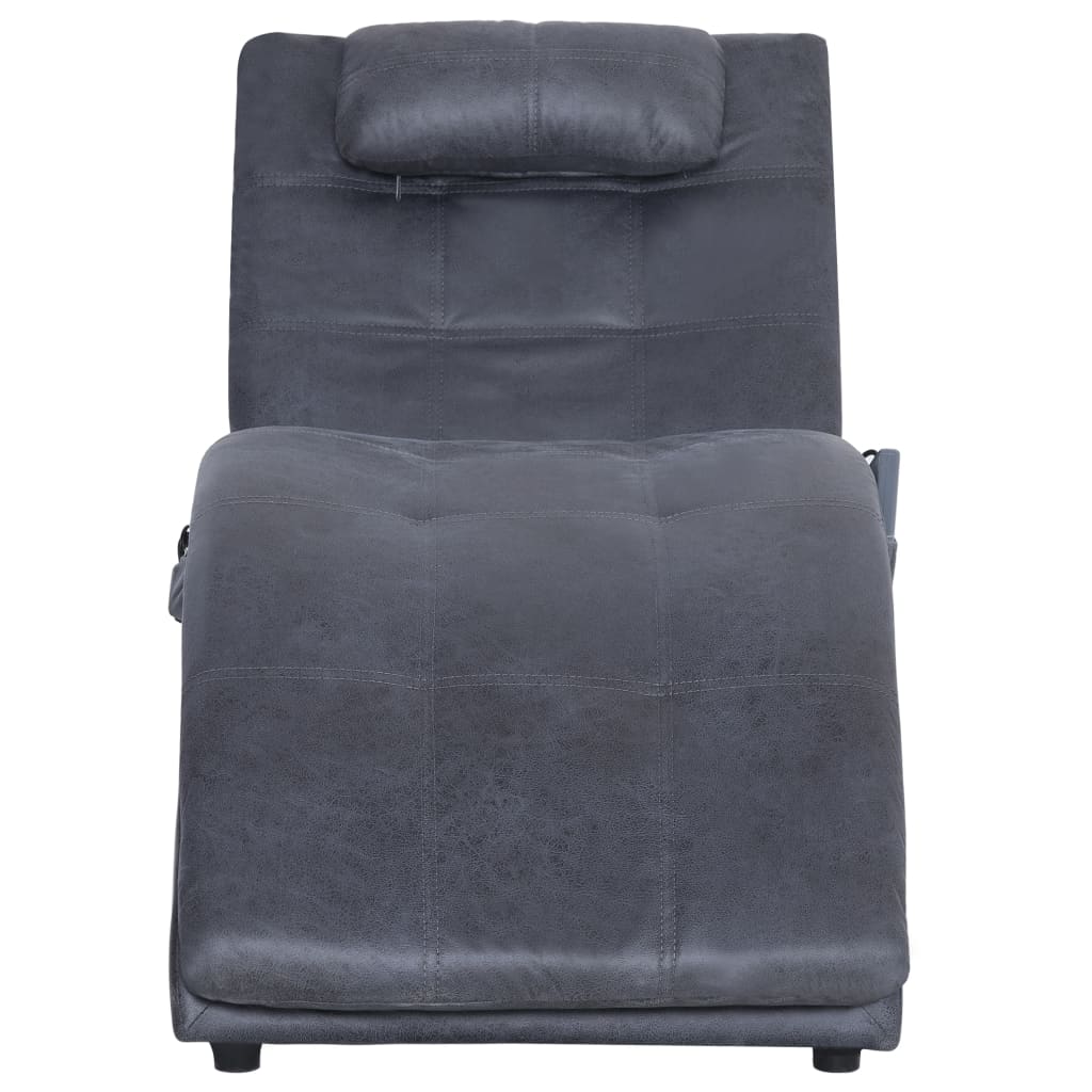 Massage Chaise Longue Met Kussen Kunstsuède Grijs