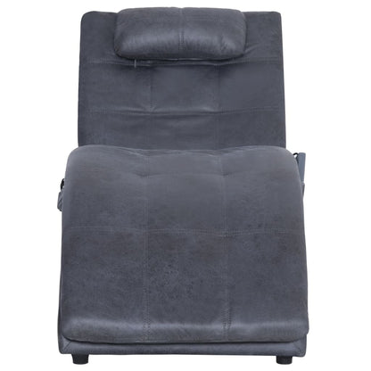 Massage Chaise Longue Met Kussen Kunstsuède Grijs