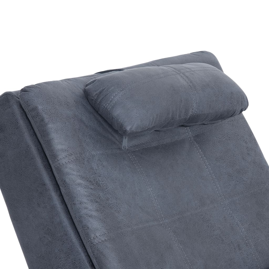 Massage Chaise Longue Met Kussen Kunstsuède Grijs