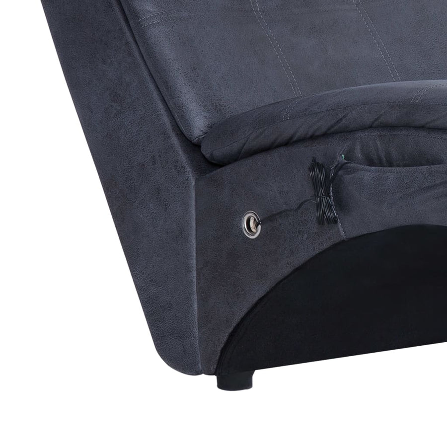 Massage Chaise Longue Met Kussen Kunstsuède Grijs