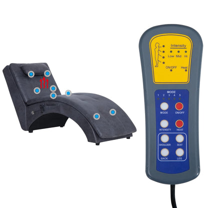 Massage Chaise Longue Met Kussen Kunstsuède Grijs