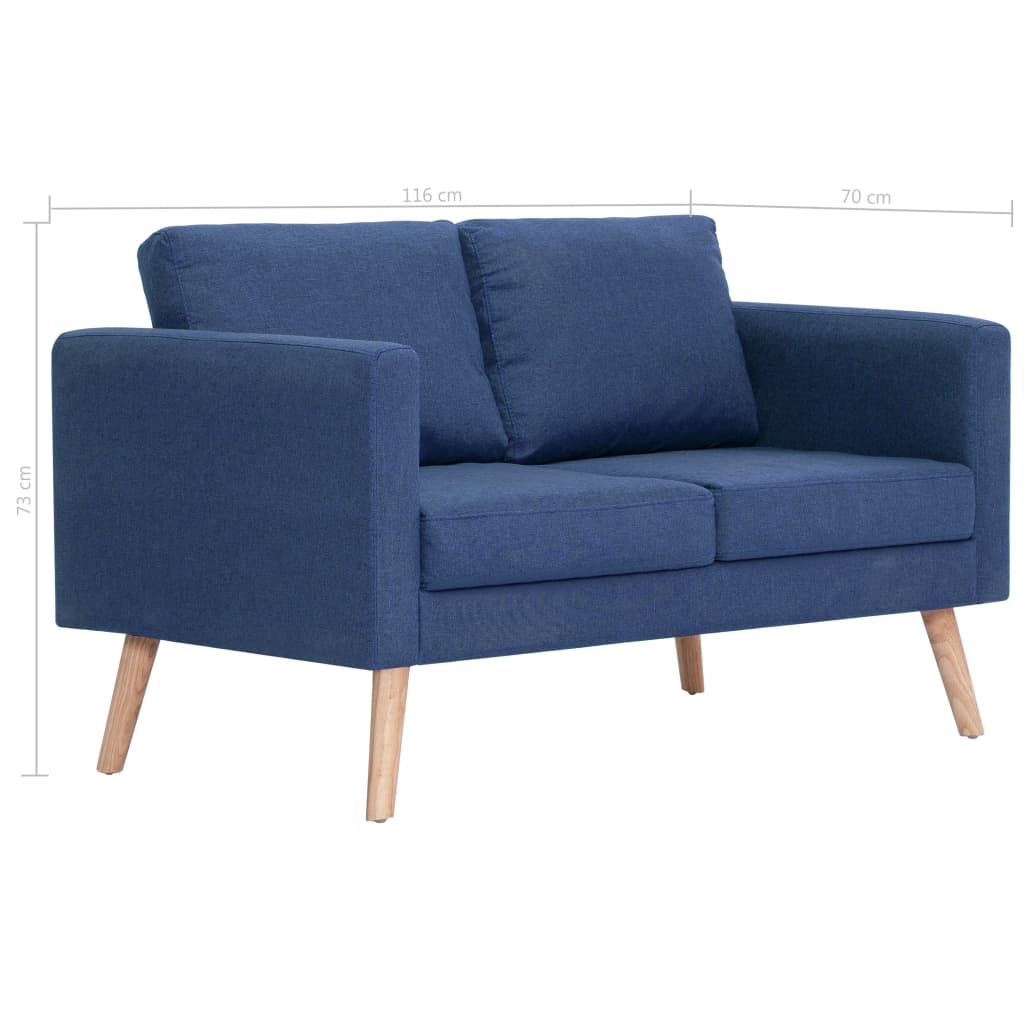 Stof Blauw Tweezitsbank