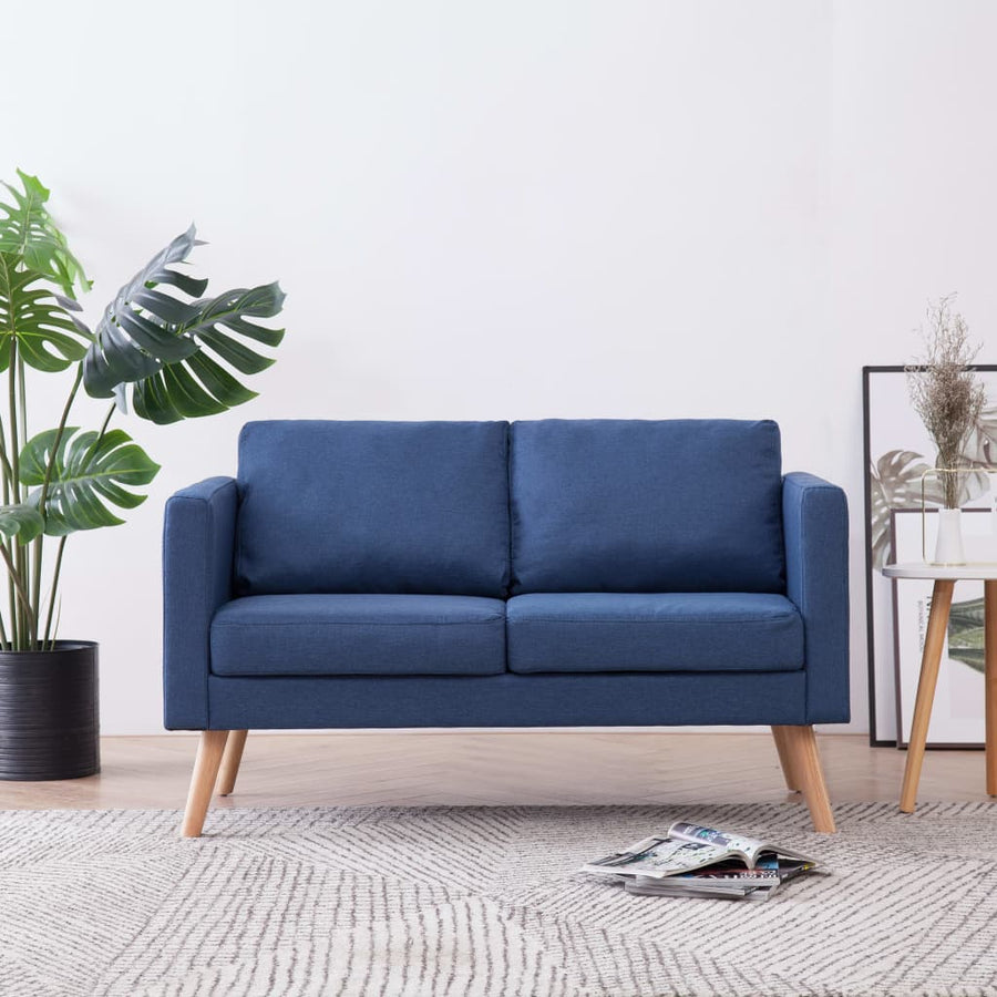 Stof Blauw Tweezitsbank