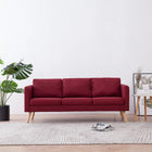 Three-seater fabric sofa wine red