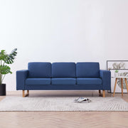 Driezitsbank stof blauw 200x82x75 cm