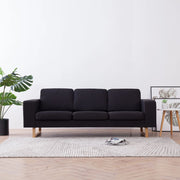 Driezitsbank stof zwart 200x82x75 cm