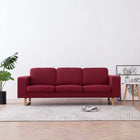 Driezitsbank 200x82x75 cm stof wijnrood