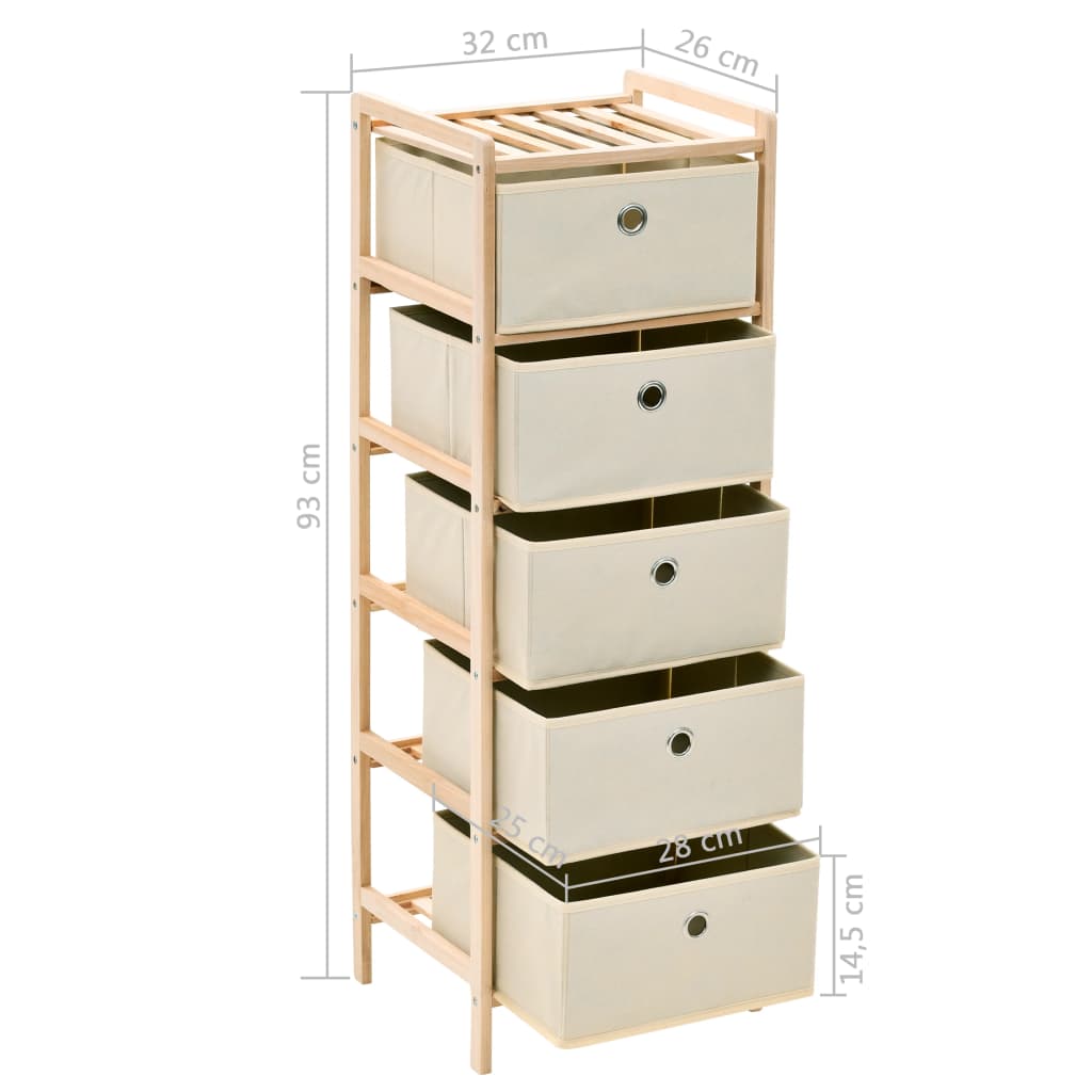 Opbergrekken Met Stoffen Manden Cederhout Beige 5 2