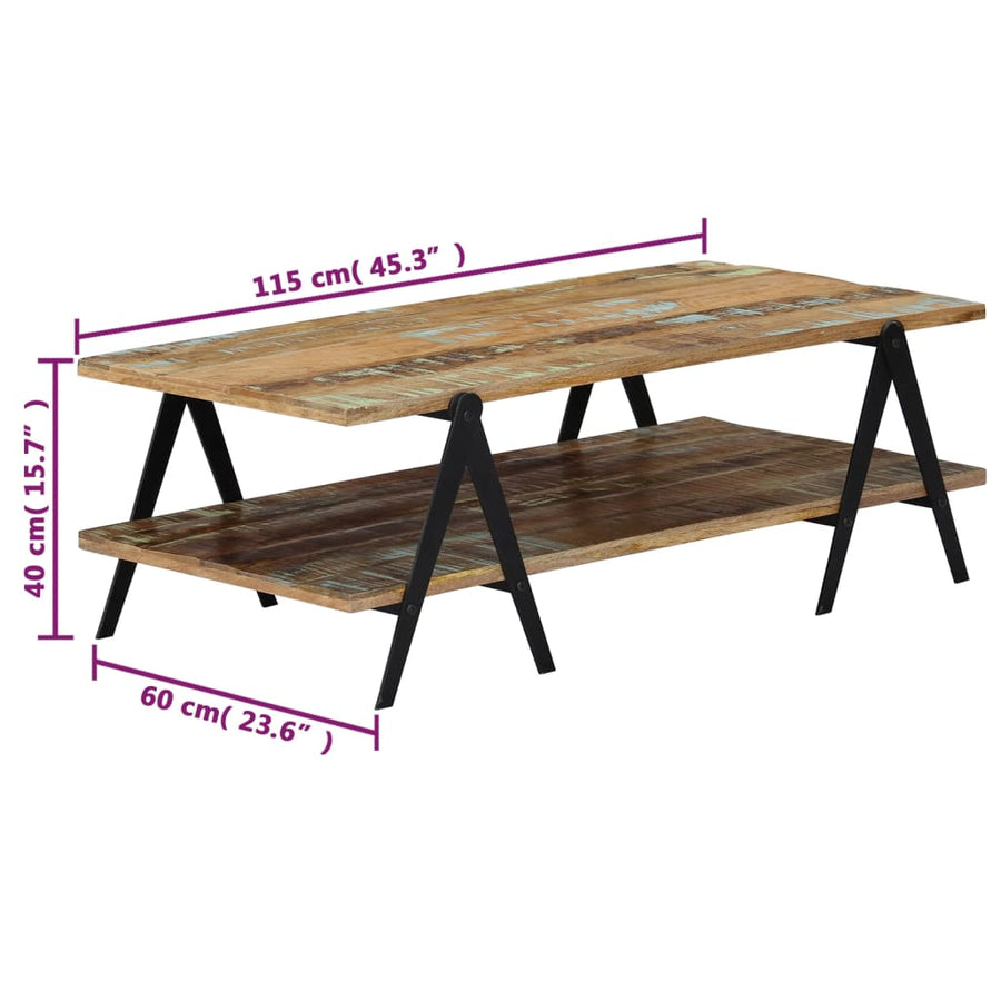 Salontafel 5X60X40 Cm Massief Gerecycled Hout Multikleur