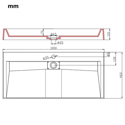 Wastafel 100x46x11 cm mineraal gegoten/marmer gegoten wit 100 x 46 x 11 cm