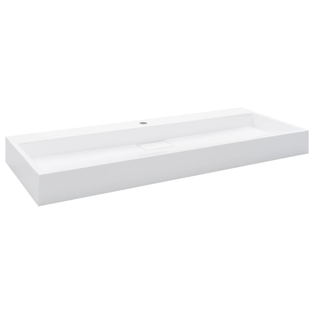 Wastafel 120x46x11 cm mineraal gegoten/marmer gegoten wit 120 x 46 x 11 cm (1 gat)