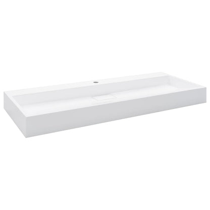 Wastafel 120x46x11 cm mineraal gegoten/marmer gegoten wit 120 x 46 x 11 cm (1 gat)