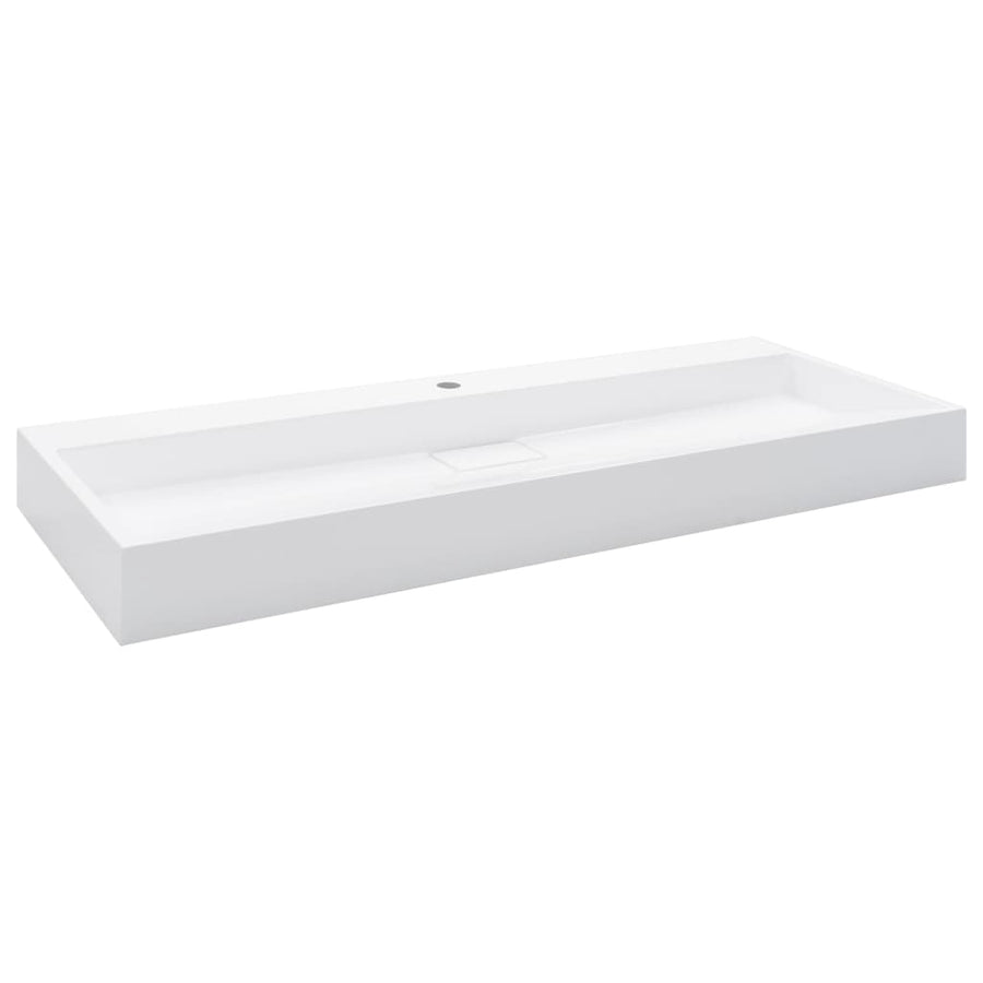 Wastafel 120x46x11 cm mineraal gegoten/marmer gegoten wit 120 x 46 x 11 cm (1 gat)