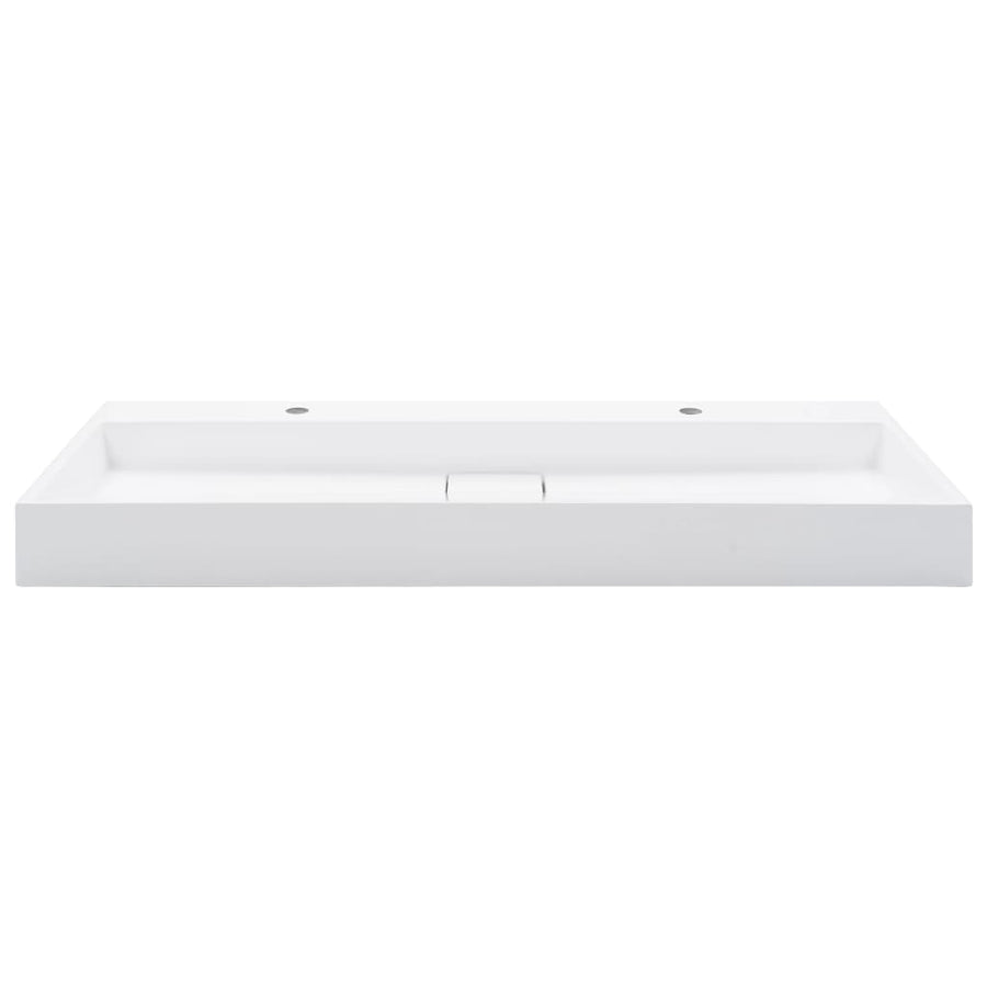 Wastafel 120x46x11 cm mineraal gegoten/marmer gegoten wit 120 x 46 x 11 cm (2 gaten)