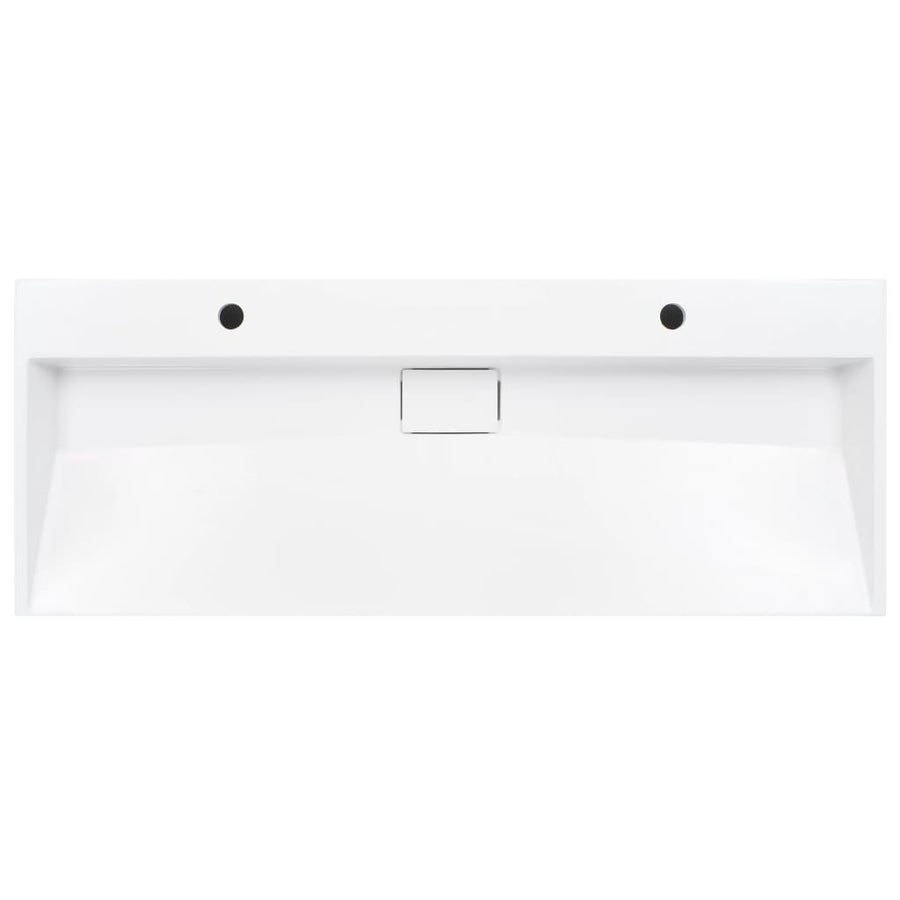 Wastafel 120x46x11 cm mineraal gegoten/marmer gegoten wit 120 x 46 x 11 cm (2 gaten)