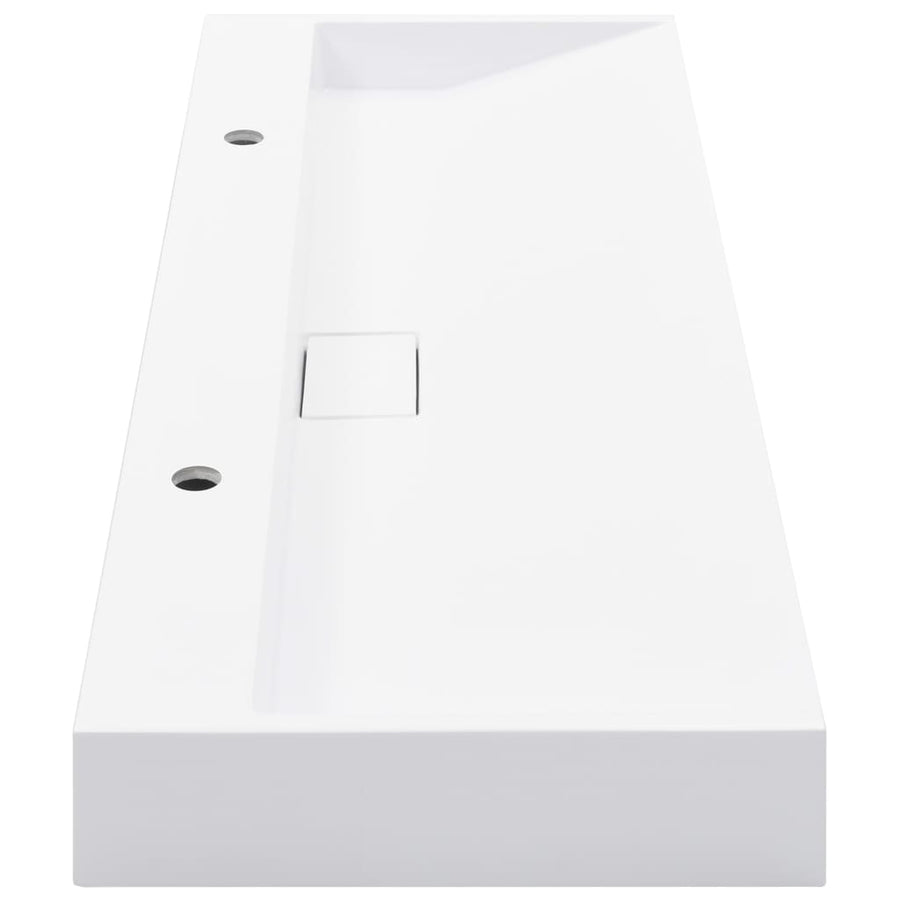 Wastafel 120x46x11 cm mineraal gegoten/marmer gegoten wit 120 x 46 x 11 cm (2 gaten)