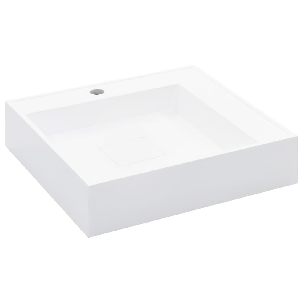 Wastafel 50x50x12,3 cm mineraal gegoten/marmer gegoten wit 50 x 50 x 12.3 cm