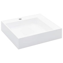 Wastafel 50x50x12,3 cm mineraal gegoten/marmer gegoten wit 50 x 50 x 12.3 cm