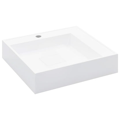 Wastafel 50x50x12,3 cm mineraal gegoten/marmer gegoten wit 50 x 50 x 12.3 cm